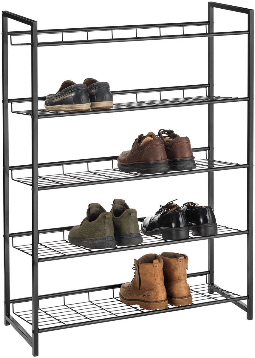 ORDO schoenenrek met 5 schappen, zwart gepoedercoat (4055641943618)