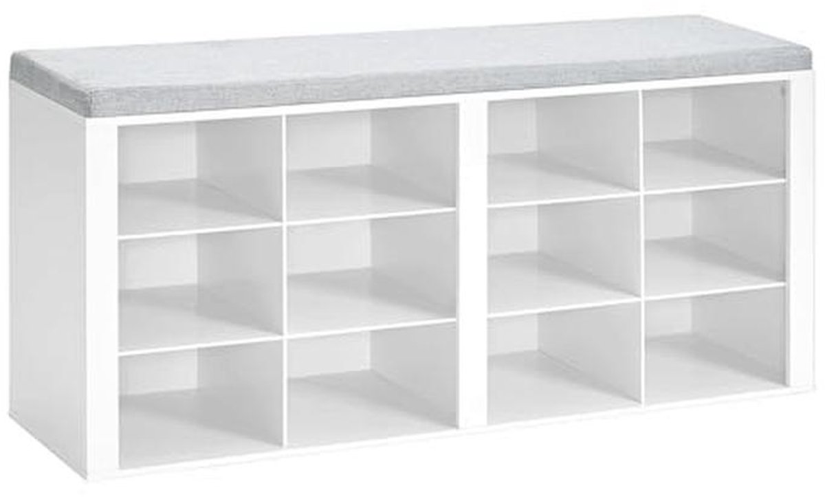 Opbergbank met Kussen en Verstelbare Planken voor Hal en Woonkamer (9101005378734)