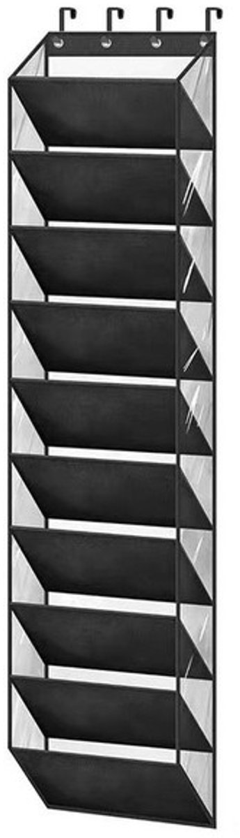 Opbergtas voor schoenen achter de deur - Opbergtas - schoenenrek - Schoenentas - Hangende tas - Zwart - Oxfordstof/PVC - 10 lagen (8581702077467)