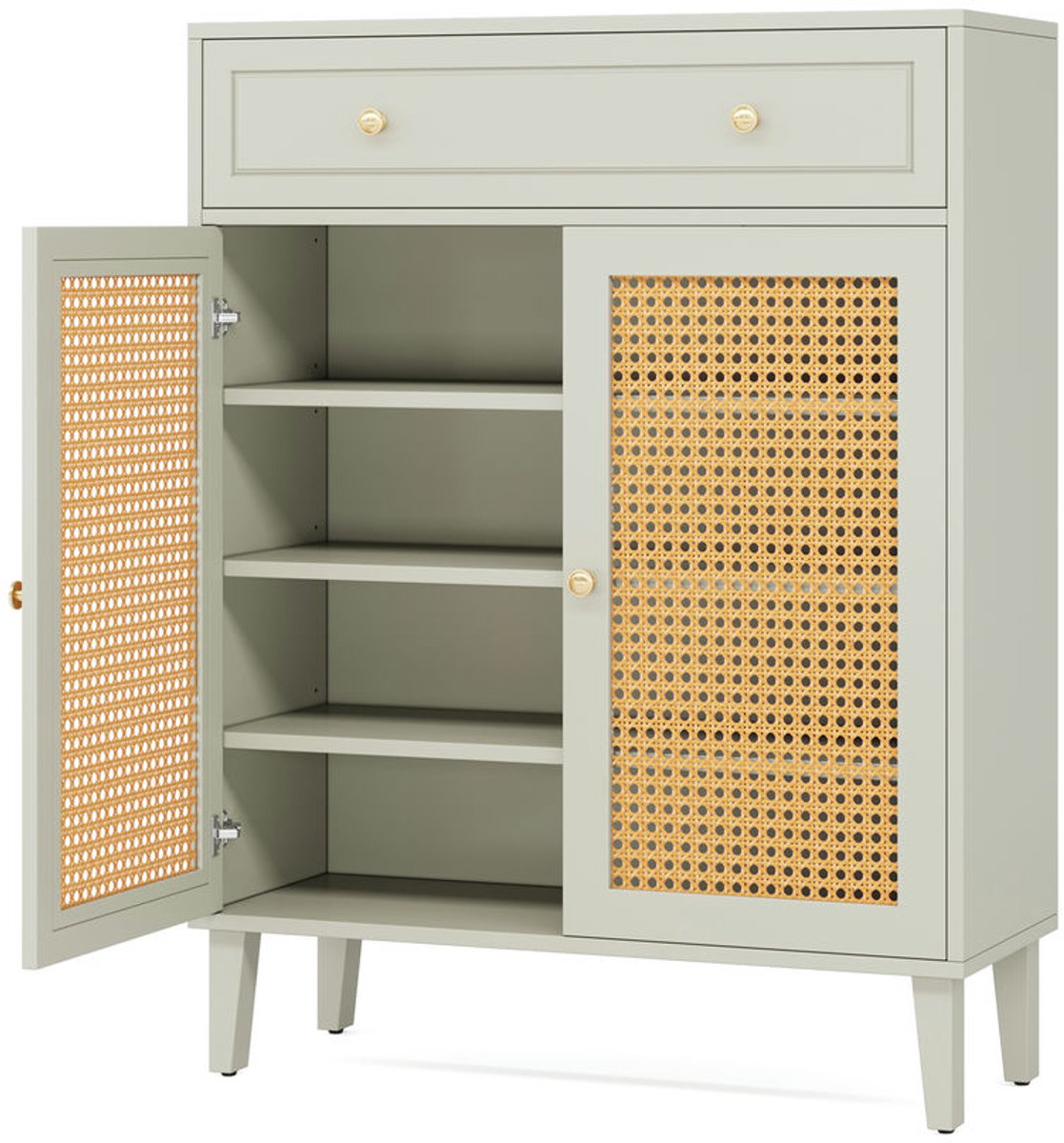 Pugsdrly Schoenenkast met deuren en lades, moderne schoenenrek met verstelbare planken voor de hal, houten schoenenrek voor de gang, woonkamer of slaapkamer (6085432651710)