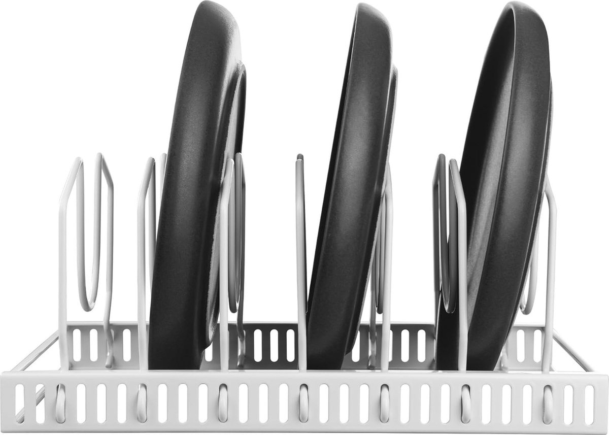 Roestvrijstalen pannendekselhouder met verstelbare nissen - ruimtebesparende dekselopslag voor een opgeruimde keuken (6152640040046)