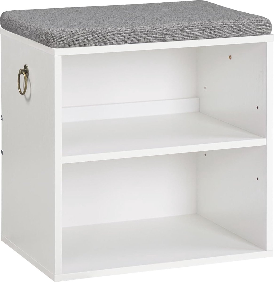 Schoenbank 2 etages, schoenenrek met 2 vakken, gevoerd, verstelbare plank, ruimtebesparend, hal, woonkamer, slaapkamer, garderobe, wit en grijs (6974897500773)