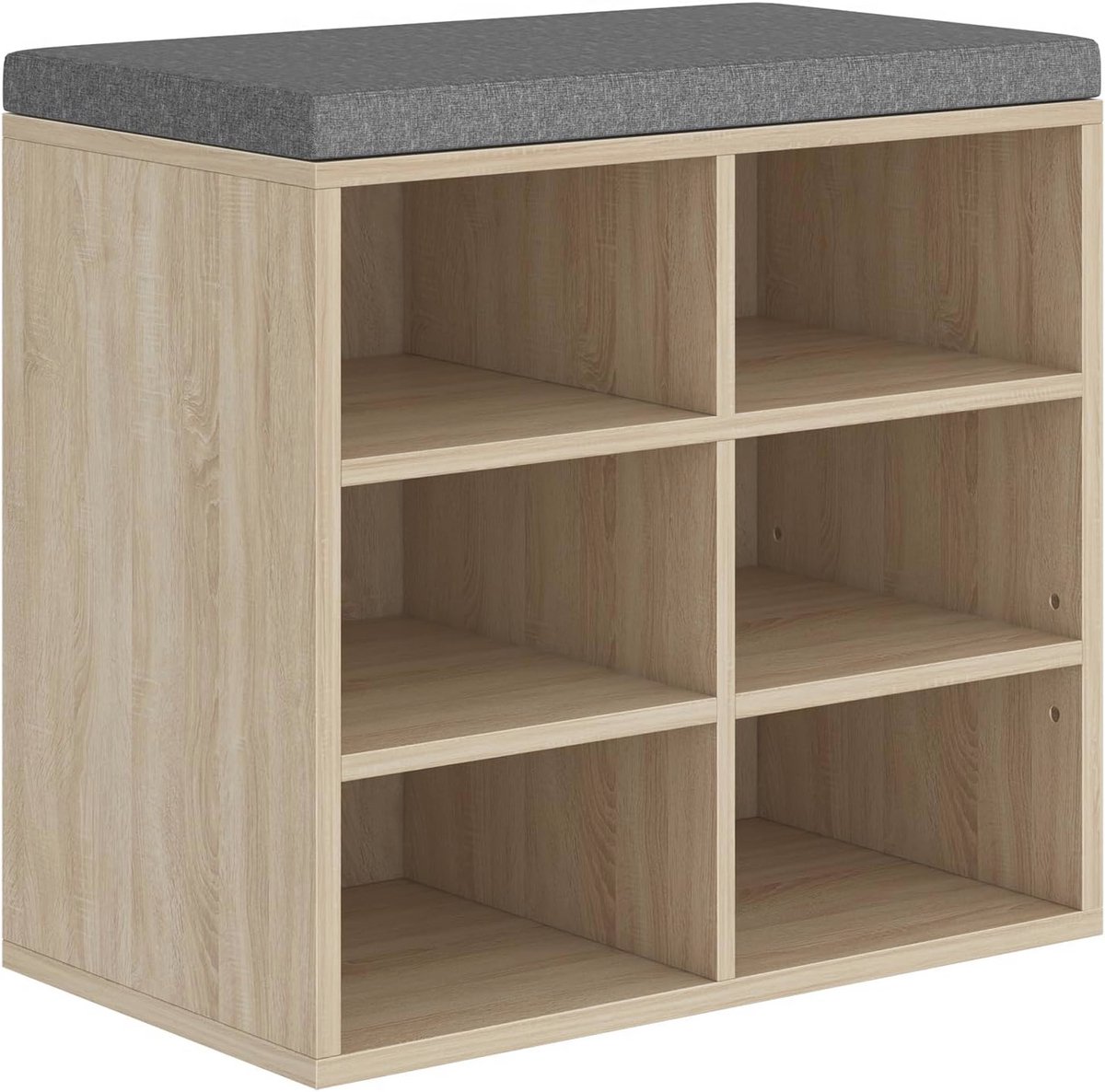 Schoenenbank Met Opbergruimte en Zitvlak - 6 Vakken, Verstelbare Planken, 30 x 60 x 52,7 cm - Ideaal Voor Woonkamer, Hal, Slaapkamer (6151847516590)