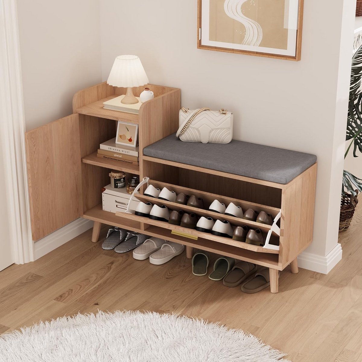 Schoenenbank met Opbergruimte Smal - Schoenenkast met Zithoek voor Entree Hal Woonkamer (9101106719726)