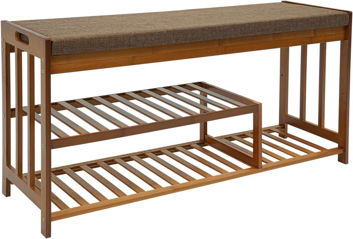 Schoenenbank van Bamboe met Kussen voor Hal en Entree (9101097562561)