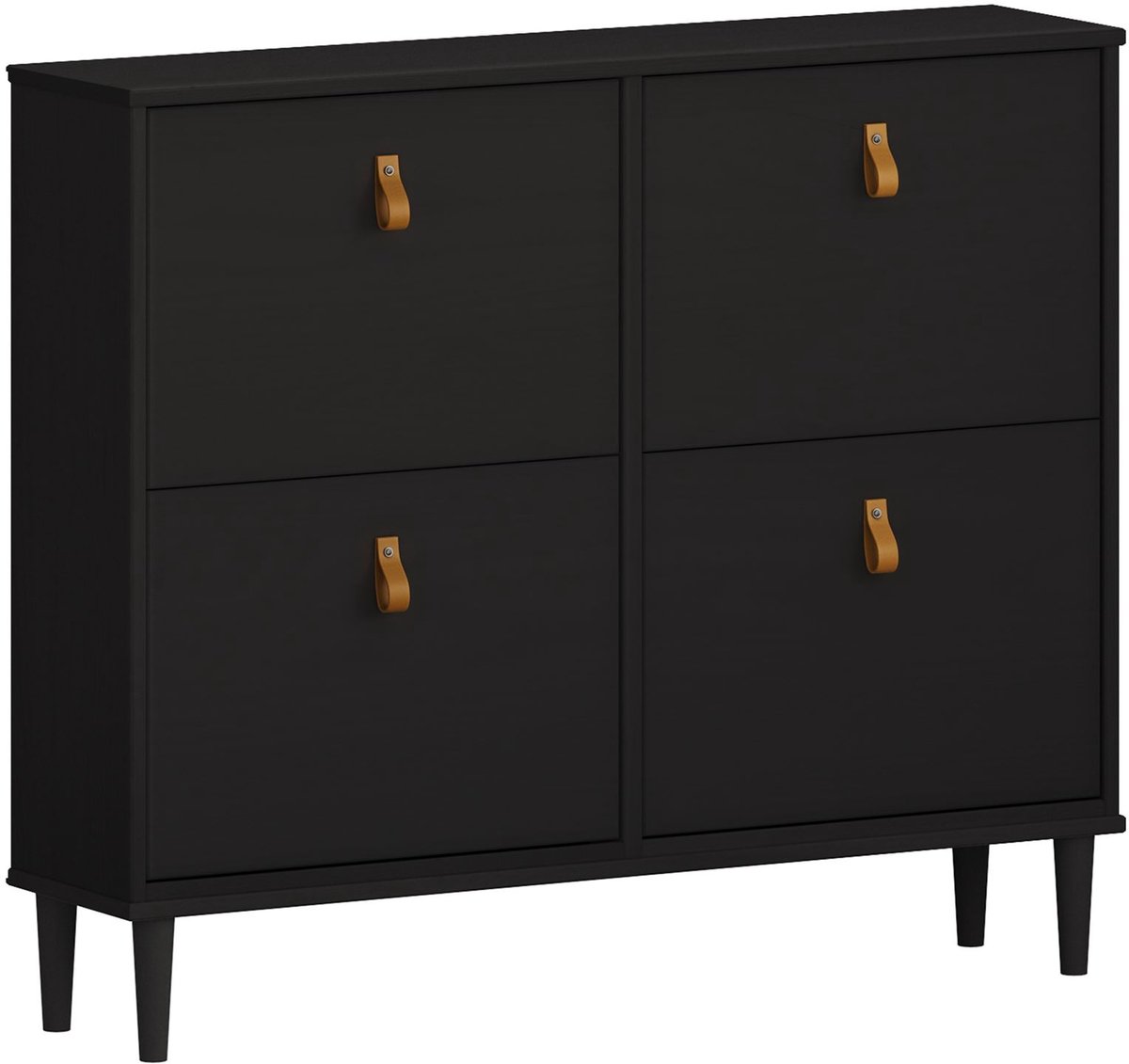 Schoenenkantelaar MIKKA met 4 kleppen - zwart Schoenenkast, schoenenrek smal Schoenopberger - Ambientebild (4016787840469)