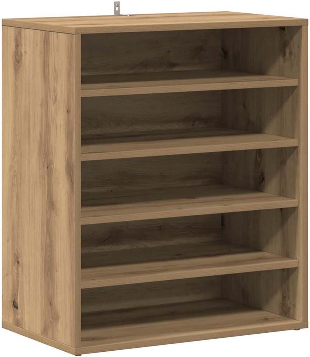Schoenenkast 60x35x70 cm handgesneden hout eikenlook (9101106804897)