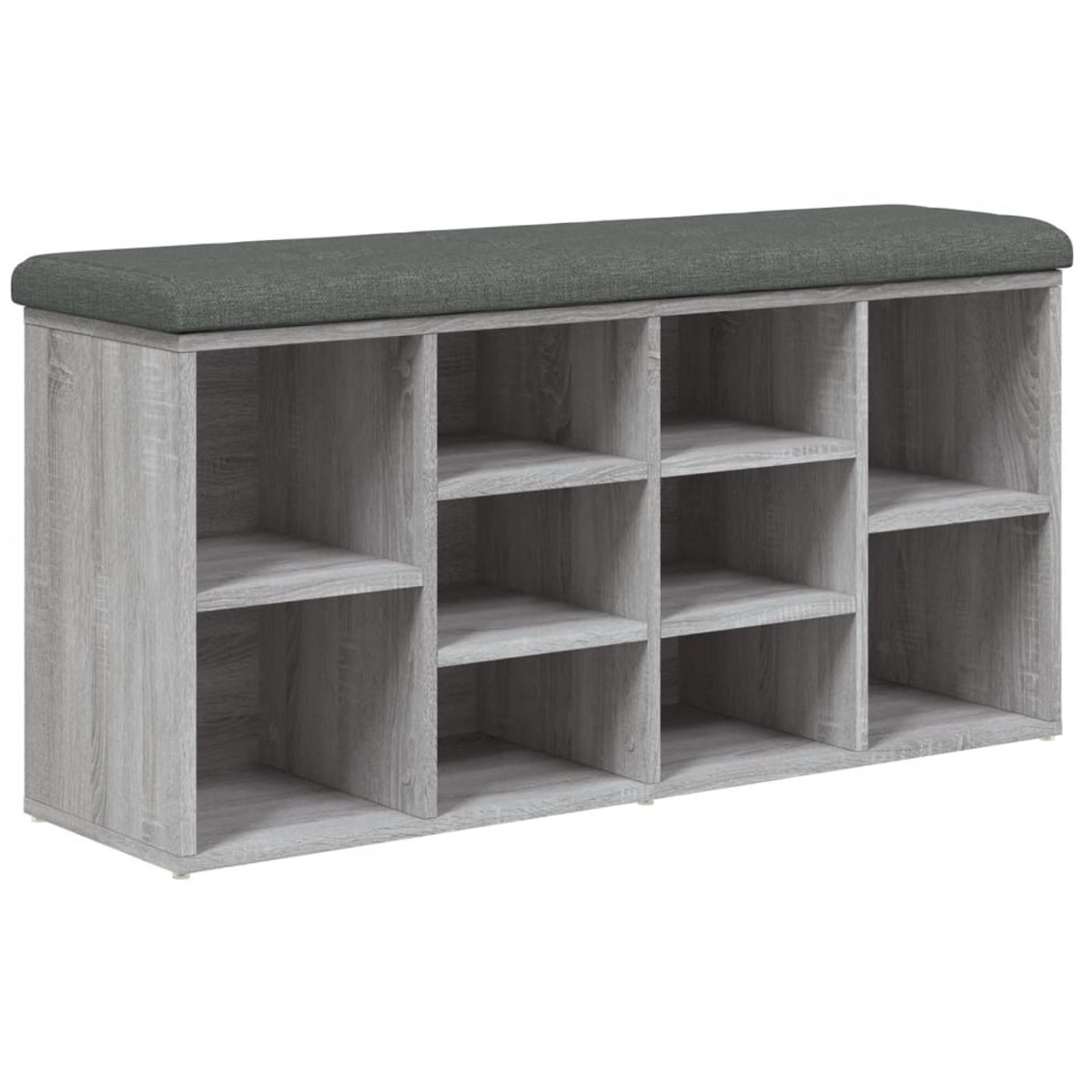 Schoenenkast | Schoenenbank 102x32x50 cm bewerkt hout grijs sonoma eikenkleur (6932537459317)