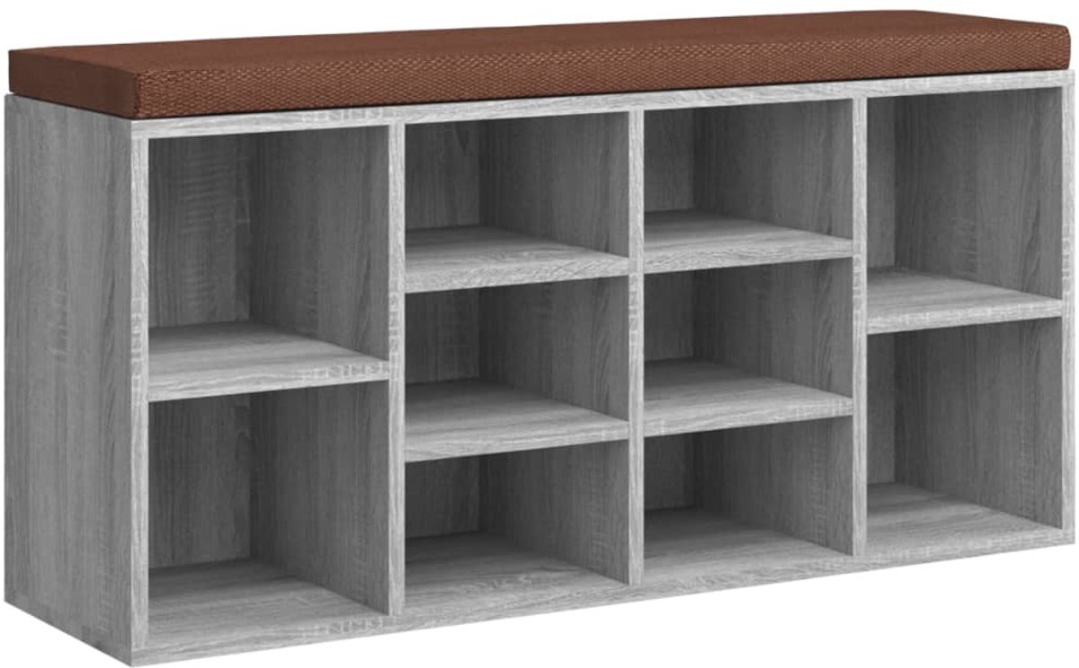 Schoenenkast | Schoenenbank 103x30x48 cm bewerkt hout grijs sonoma eikenkleur (6932537459485)