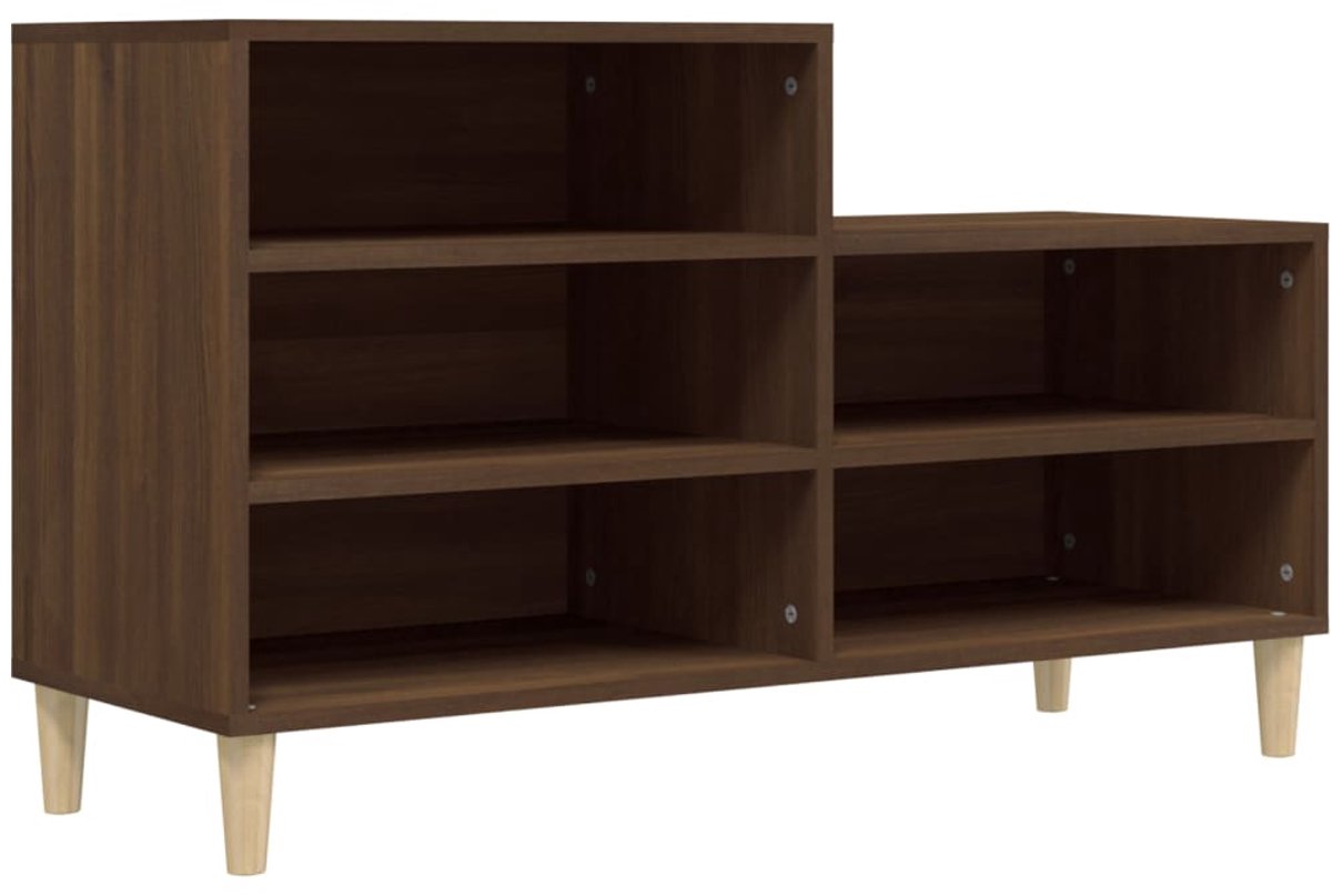 Schoenenkast | Schoenenrek | Opbergkast 102x36x60 cm bewerkt hout bruin eikenkleur (6248446687988)