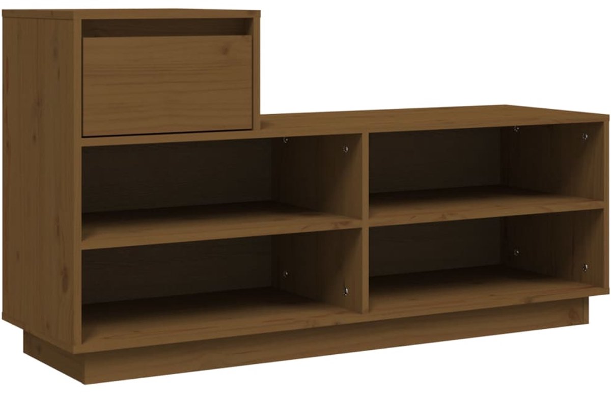 Schoenenkast | Schoenenrek | Opbergkast 110x34x61 cm massief grenenhout honingbruin (6248446688695)