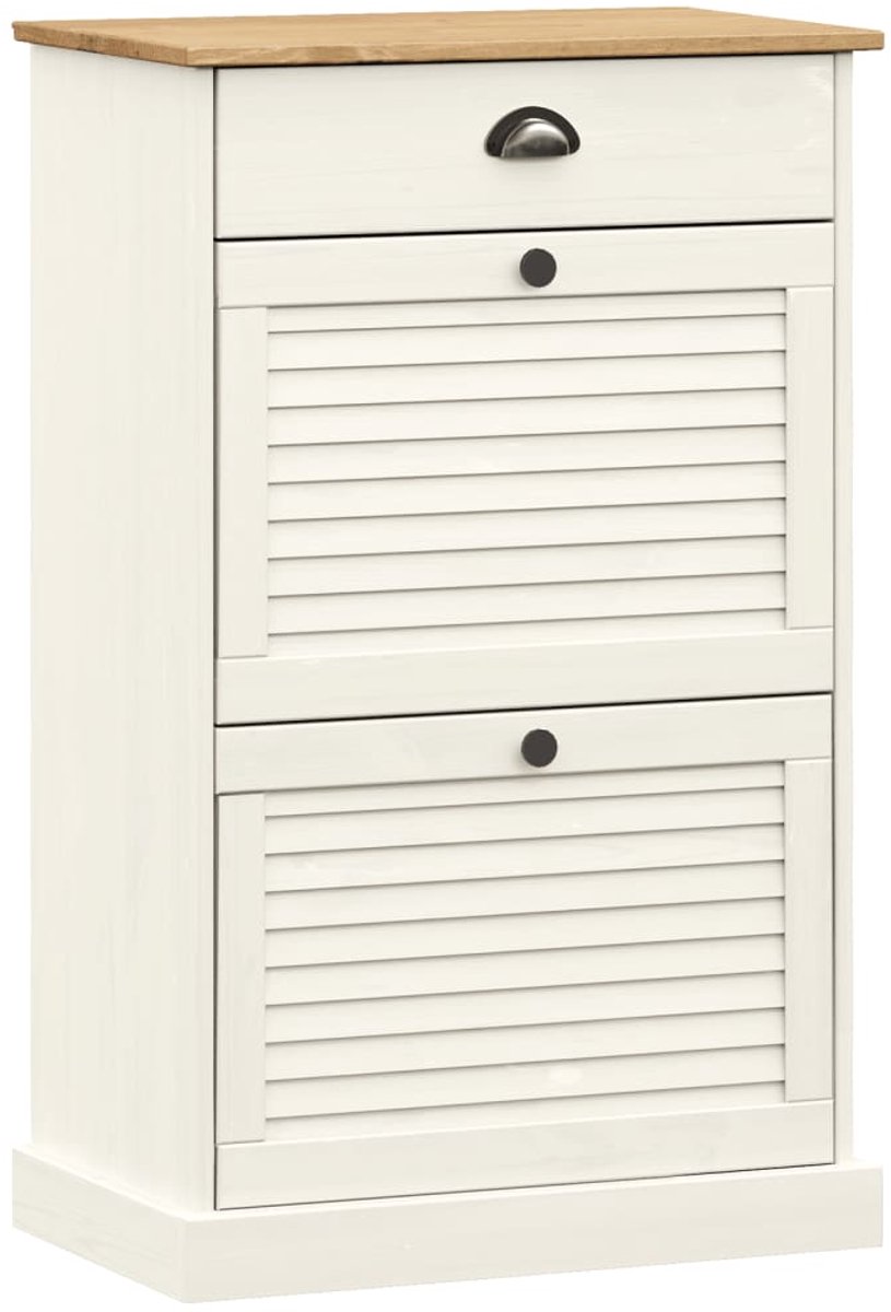Schoenenkast | Schoenenrek | Opbergkast VIGO 60x35x96 cm massief grenenhout wit (6248446694795)