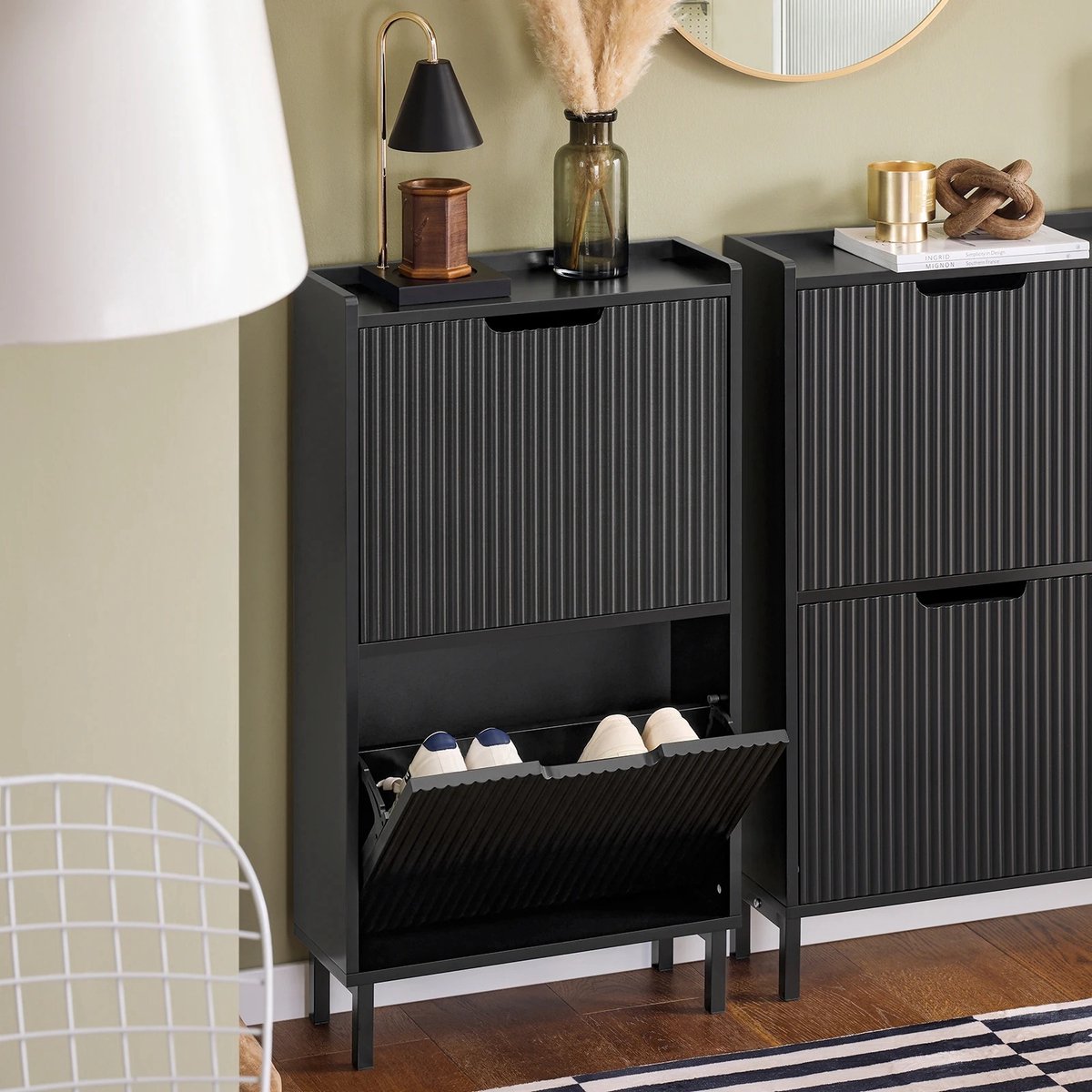 Schoenenkast - Schoenenrek - Schoenenbank - Schoenen Heren - Schoenen dames - Schoenenkast Zwart - 50x90x19cm (8721551400201)