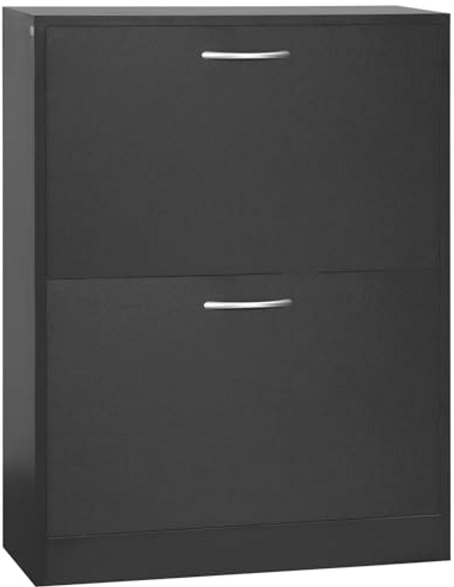 Schoenenkast met 2 klapdeuren - Zwart - 60L x 24B x 80H cm (9101001270155)