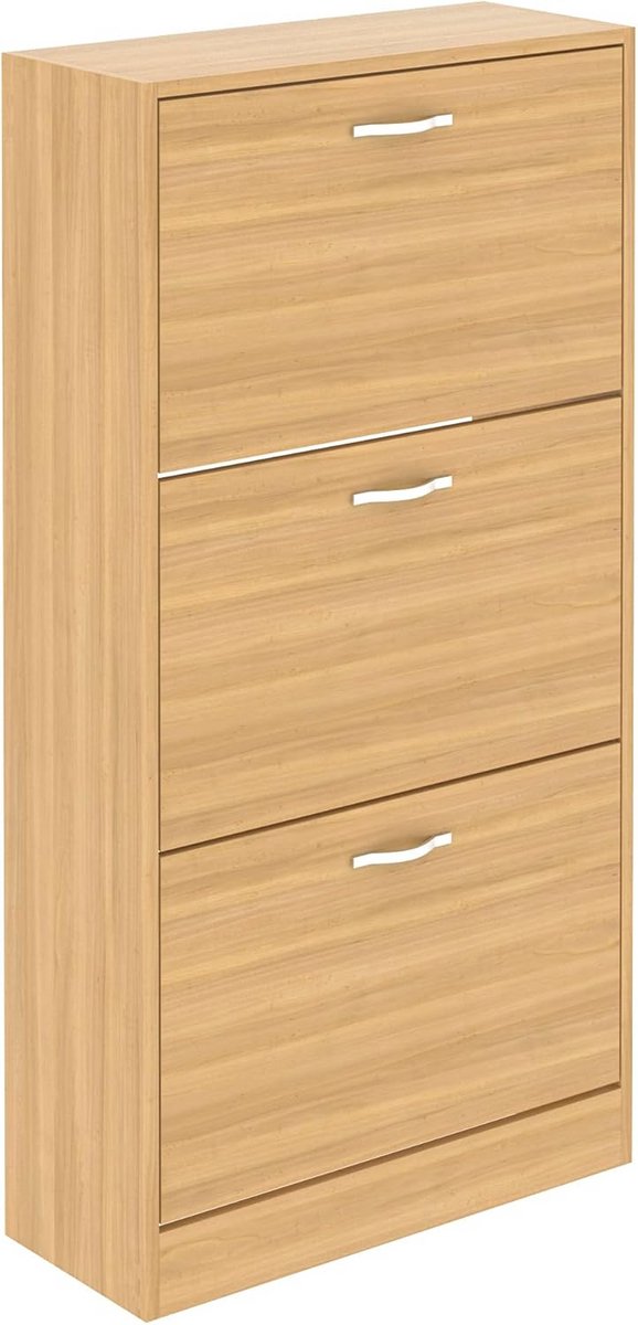 Schoenenkast met 3 Uittrekbare Laden - Houten Opbergmeubel voor Schoenen (9101057266805)