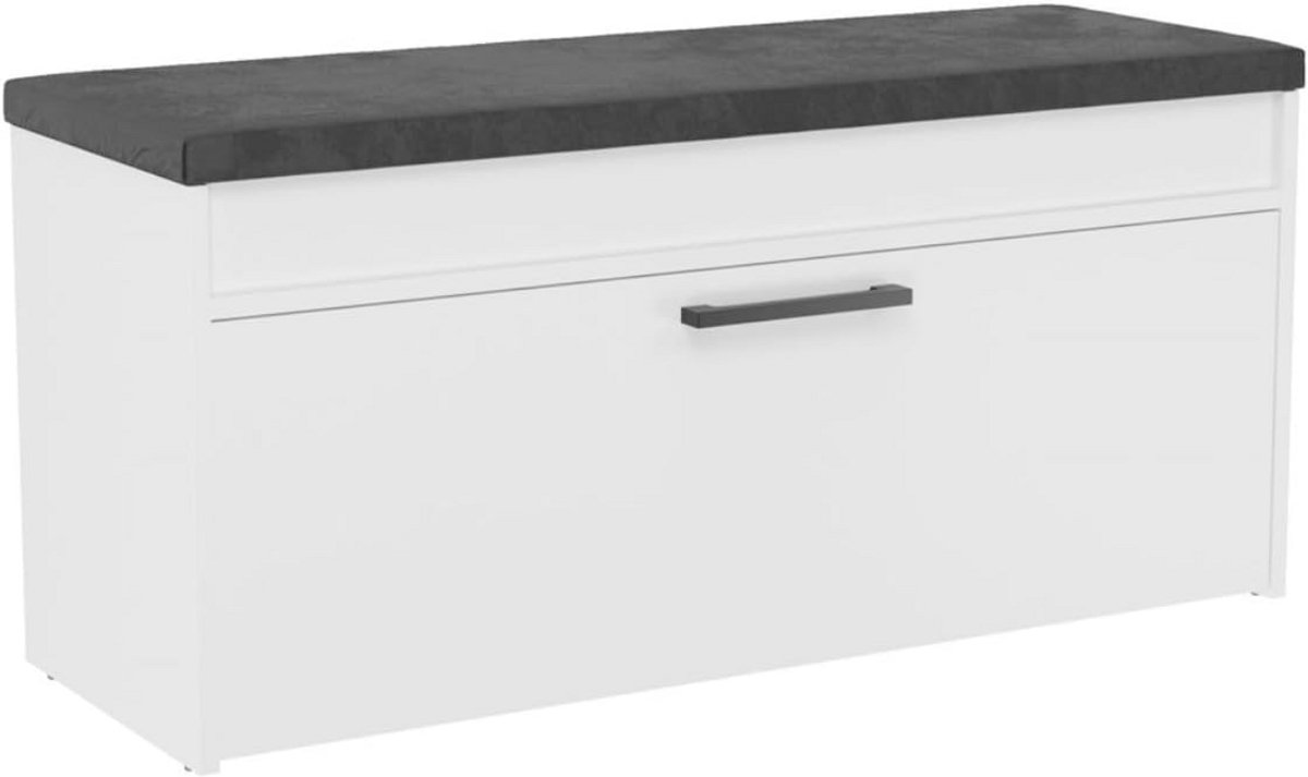 Schoenenkast met Zitbank en Opbergruimte - Wit, Houtkleur - Ideaal voor Hal en Gang (9101109687992)