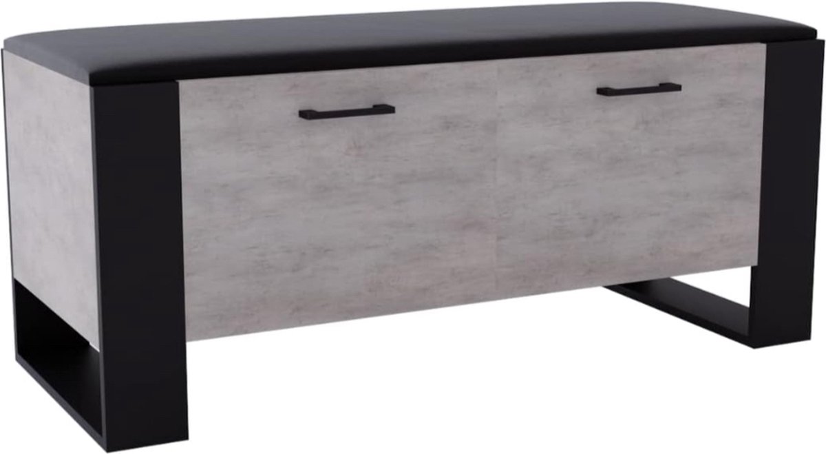 Schoenenkast met bank in modern design en robuuste kwaliteit. Uitgerust met een gesloten schoenenrek en een comfortabel zitkussen. (5487569822635)