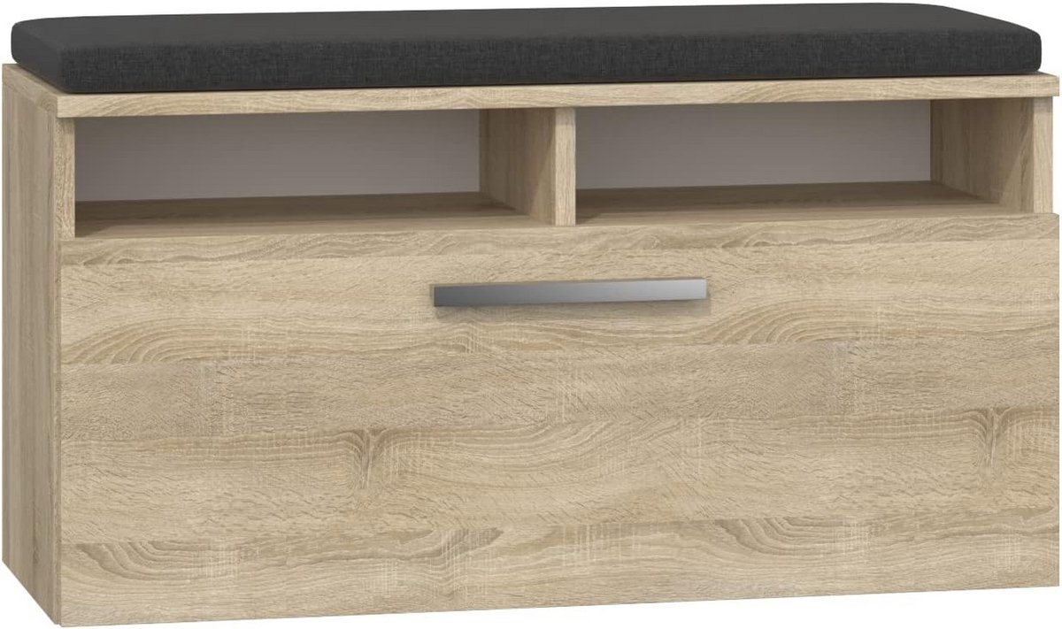 Schoenenkast met zitbank en opbergruimte - compacte garderobe voor entree - Sonoma eiken (9101107065686)