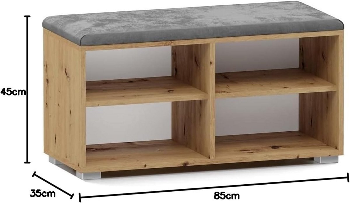 Schoenenkast met zitvlak en opbergruimte - Bankje voor hal, woonkamer of slaapkamer (9101105562491)