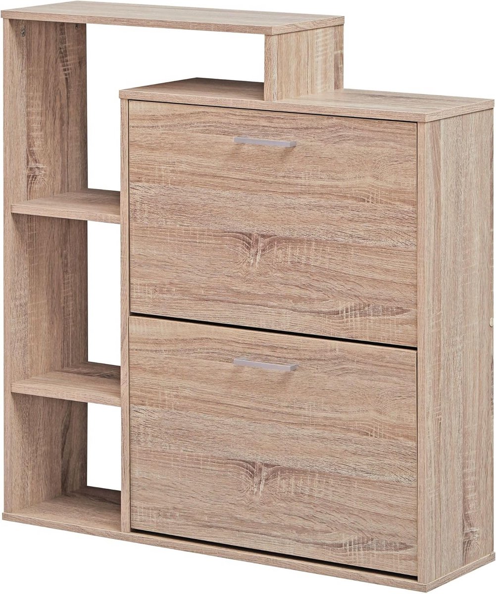 Schoenenkast voor 12 Paar Schoenen met 2 Compartimenten en Plank (9101058618719)