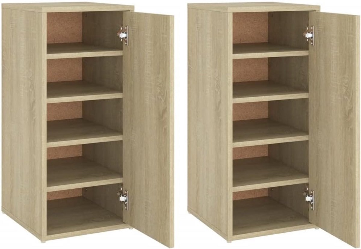 Schoenenkasten Set van 2 Stuk 32x35x70 cm MDF (9101106924182)