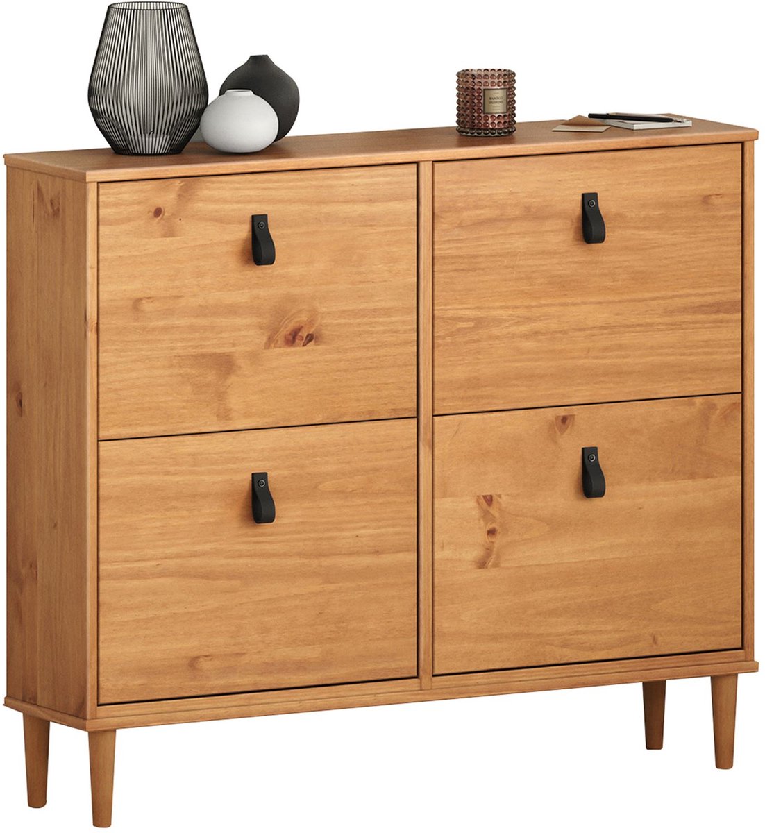 Schoenenkieper MIKKA met 4 kleppen eiken Schoenenkast Schoenrek smal Schoenopberger eiken - Ambientebild (4016787840445)