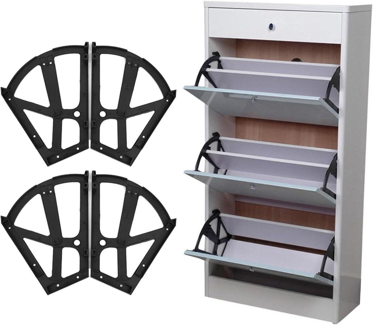 Schoenenladekast Organizer voor Extra Ruimte, Vergroot Kastcapaciteit, Sterk ABS-materiaal, Makkelijke Installatie, Geschikt voor Keuken, Woonkamer, Veranda (8763217049751)