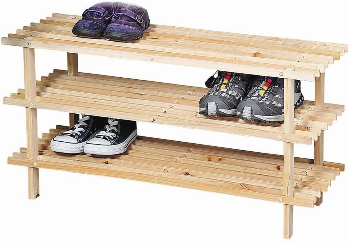 Schoenenrek 3 Vloeren Natuur Hout Bruin 77 x 40 x 26 cm (6154504762743)
