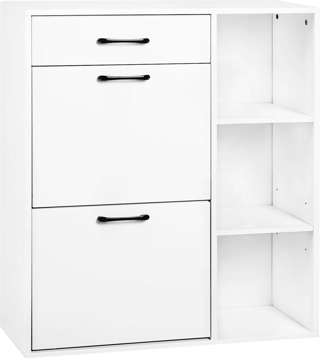 Schoenenrek met 3 klapvakken - Ruimtebesparend Houten Schoenenorganizer 80 x 90 x 30 cm (6152639246299)