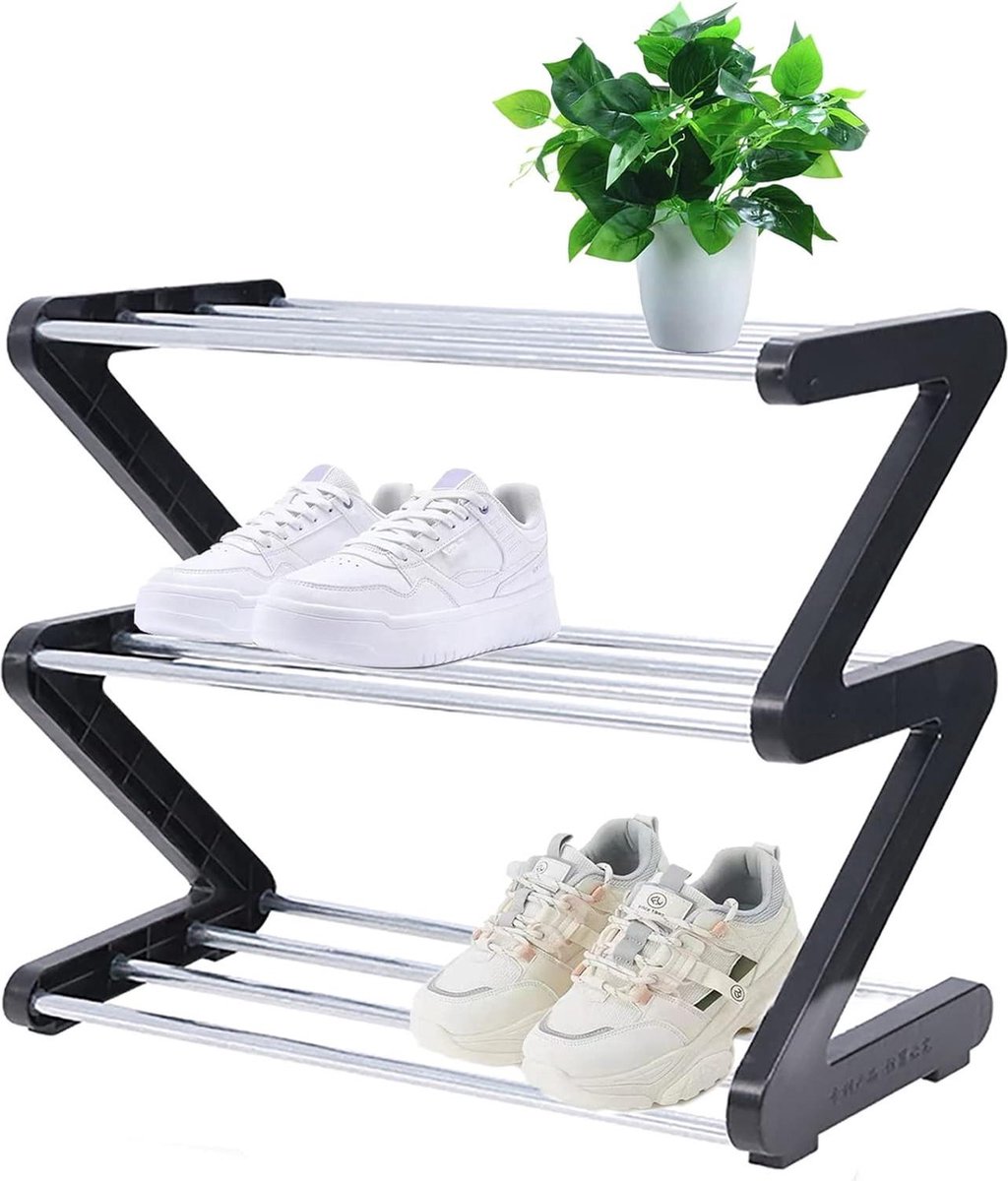 Schoenenrek met 3 verdiepingen - Mini schoenenrek organizer voor smalle kastingang (6152325528593)