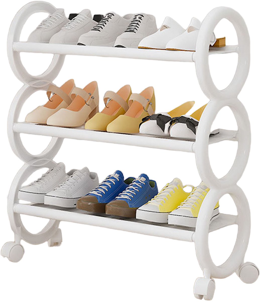 Schoenenrek op Wielen - Handig Schoenenrek - Ruimtebesparend - Gemakkelijk Te Verplaatsen - Geschikt Voor Kleine Kamers, Gangen En Appartementen - Wit (8721525634656)