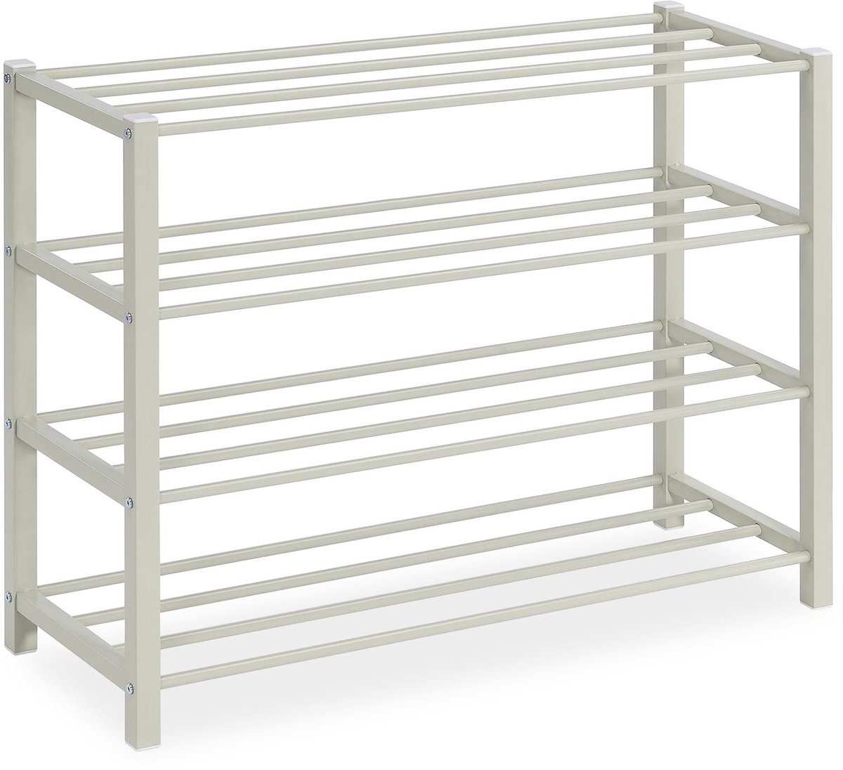 Schoenrek NAVAN metaal beige, stevige schoenbank met 4 planken, ruimtebesparende schoenenkast, ideaal voor open schoenenrek, schoenstandaard, schoenrek ambiente (4016787184082)