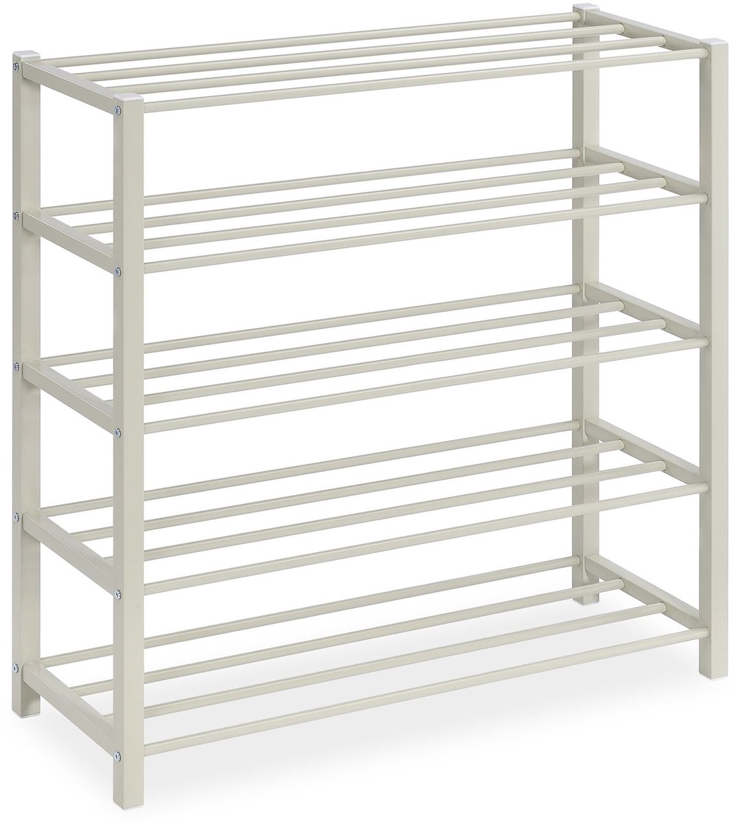 Schoenrek NAVAN metaal beige, stevige schoenbank met 5 planken, ruimtebesparende schoenenkast, ideaal voor open schoenenrek, schoenstandaard, schoenrek ambiente (4016787184099)