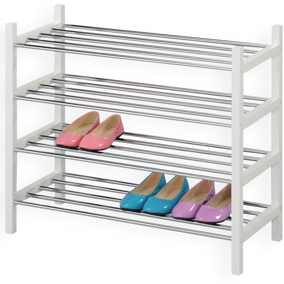 Schoenrek Schoenrek in wit met 4 planken (4016787182606)