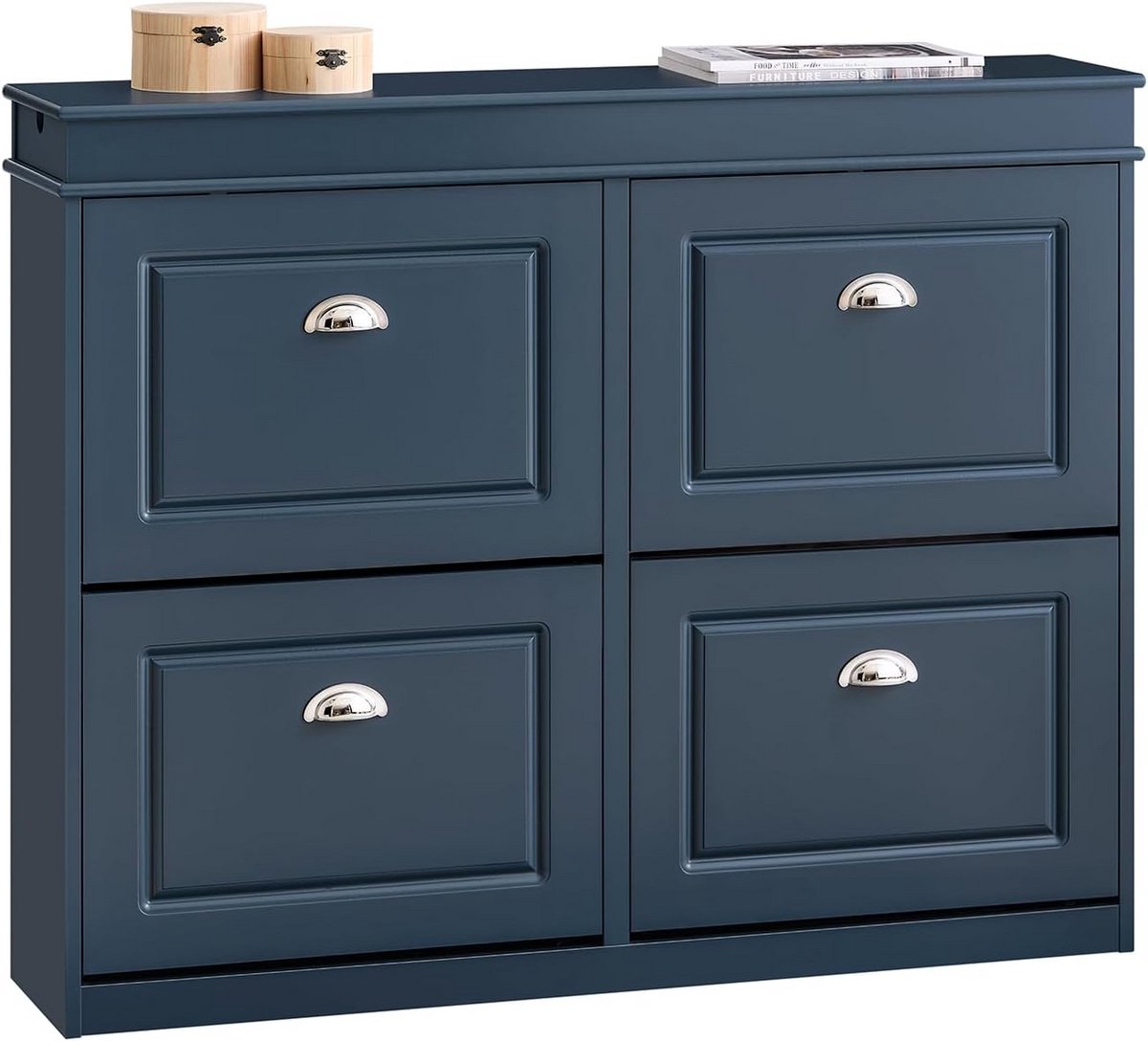 Slanke Schoenenkast met 4 Klapdeuren voor Hal en Slaapkamer - Smalle Opbergkast (9101058055828)