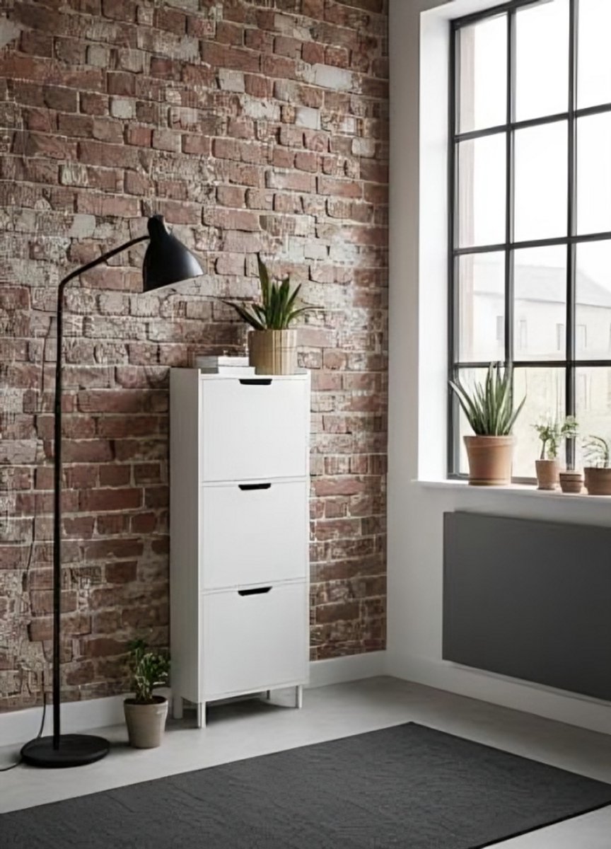 SlimFit Luxe Schoenenkast met 3 Kleppen - Extra Smalle Schoenenkast 50x129x19 cm - Ruimtebesparende Schoenopberger voor Hal & Gang - Wit - House&Garden (9509972122860)