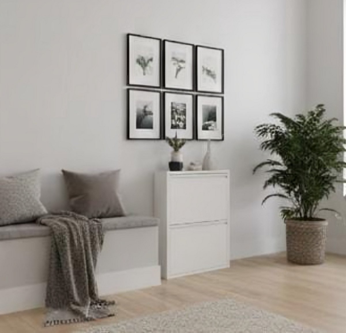 Smalle Metalen Schoenenkast Wit met 2 Magneetkleppen - Ruimtebesparende Schoenenopberger voor Hal & Gang - Wandmontage - Voorgemonteerde Design Schoenenkast voor 4-6 Paar Schoenen House&Garden (9505292867429)