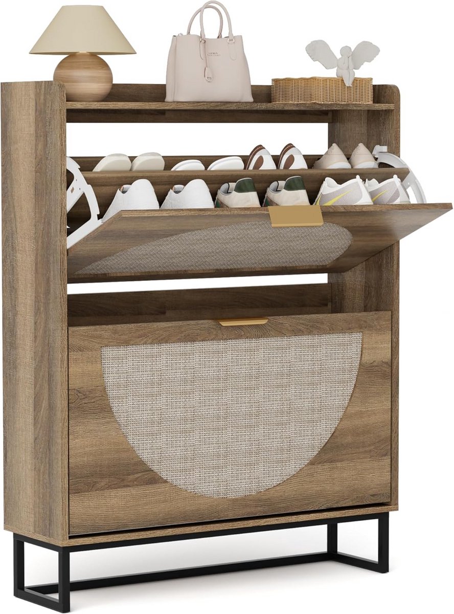 Smalle Schoenenkast met 2 Kleppen voor Hal en Entree (9101059818606)