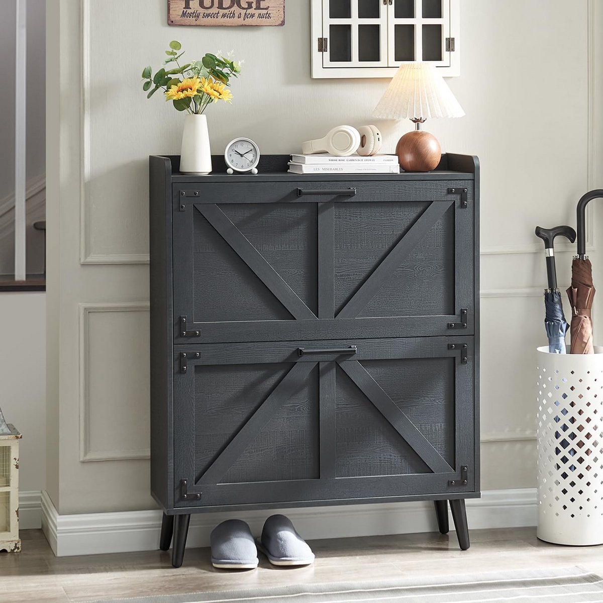 Smalle Schoenenkast met Klaplades en Verstelbare Planken (9101059322745)