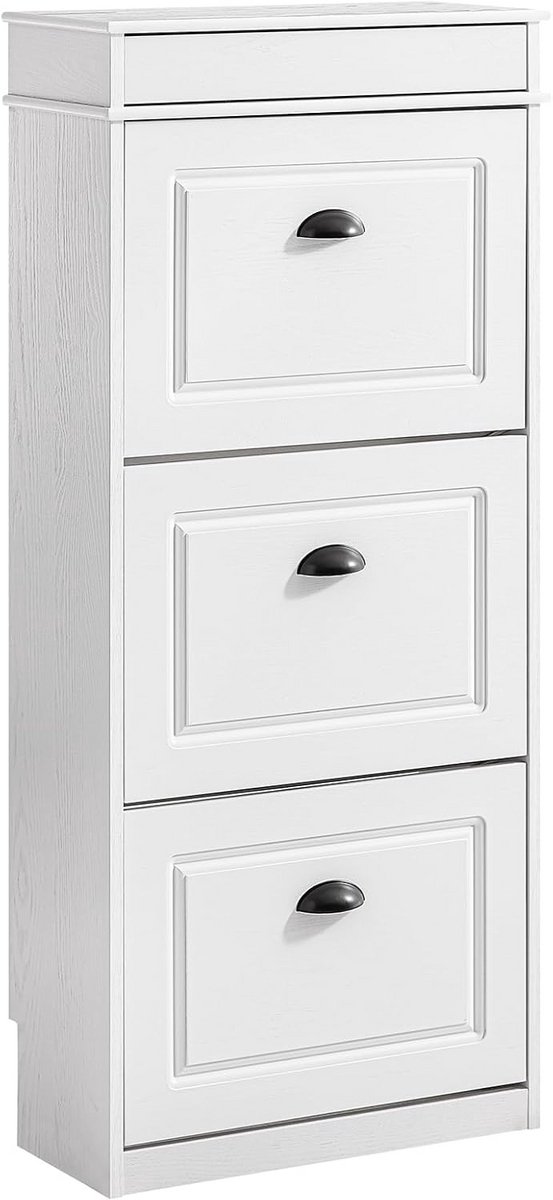 Smalle Schoenklapkast met 3 Vakken voor 12 Paar Schoenen - Halmeubel met Lade (9101060643464)