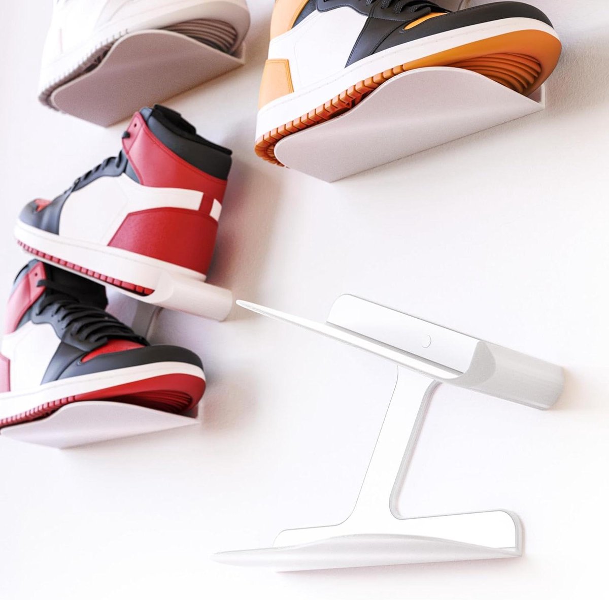 Sneaker-muurbeugel zwevend schoenenrek display - schoenenhouder wandhouder plank wit (6152325570547)