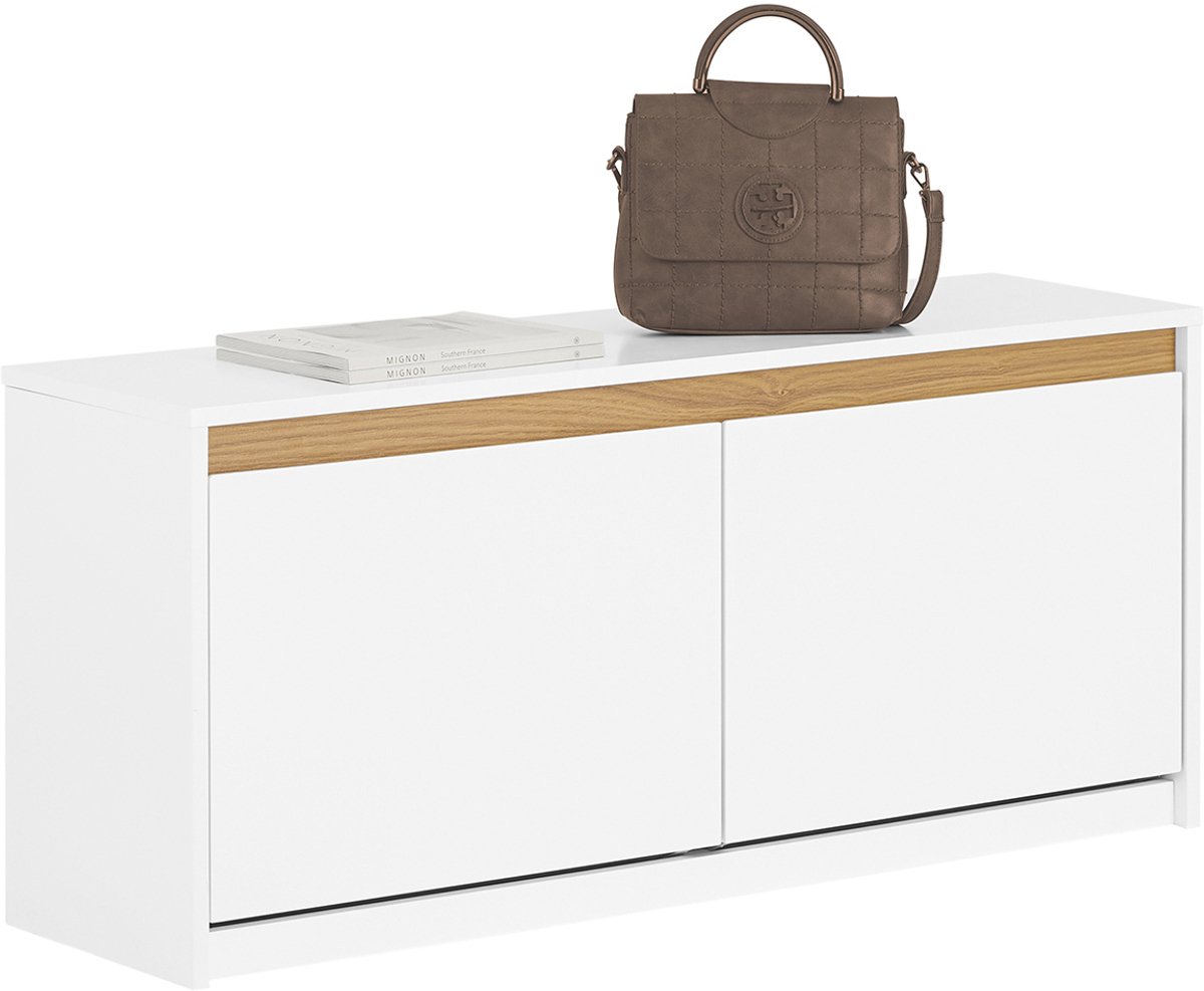 SoBuy FSR171-W Schoenenbank - Witte Opbergbank met 2 Kleppen (4251388634462)