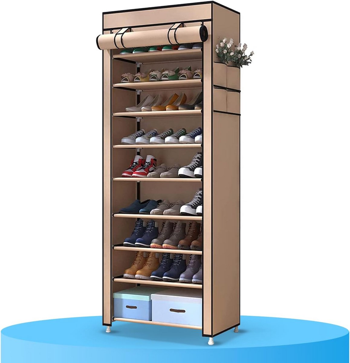 Stevige Schoenenkast met 10 Vakken - Opvouwbare Opslag voor Schoenen (9101059939738)