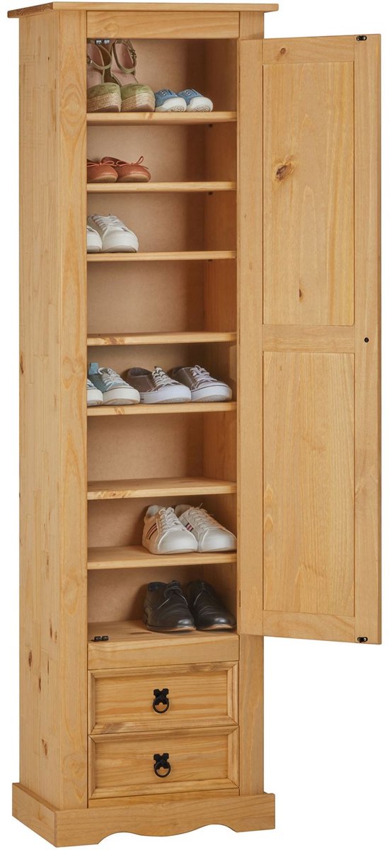 TEQUILA schoenenkast met 8 vakken en 2 laden gemaakt van dennenhout (4016787813241)