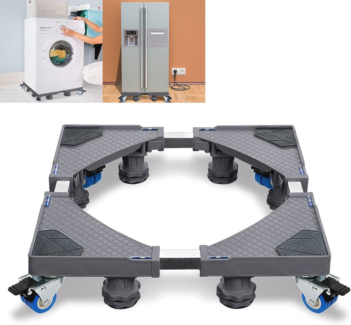 Verstelbare Wasmachinesokkel - Onderstel voor Koelkast, Droger en Wasmachine (45 - 75 cm) met Stabiele Voeten en Wielen (6152644164175)