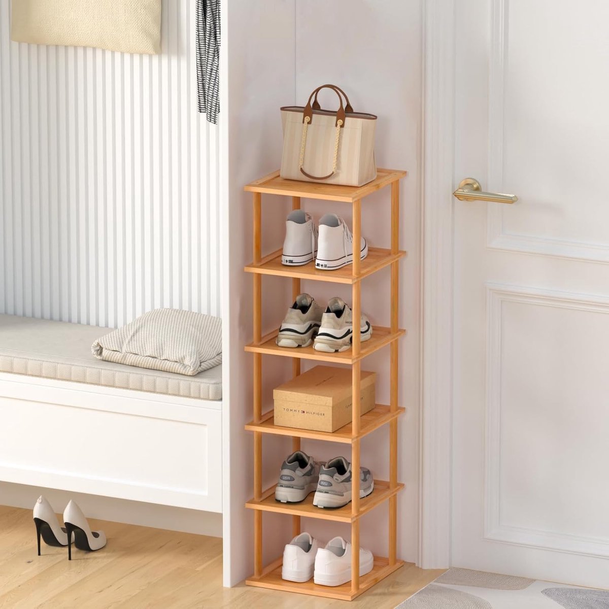 Verticaal schoenenrek met 6 niveaus - smalle en ruimtebesparende schoenenopslag voor thuis (6151842916906)