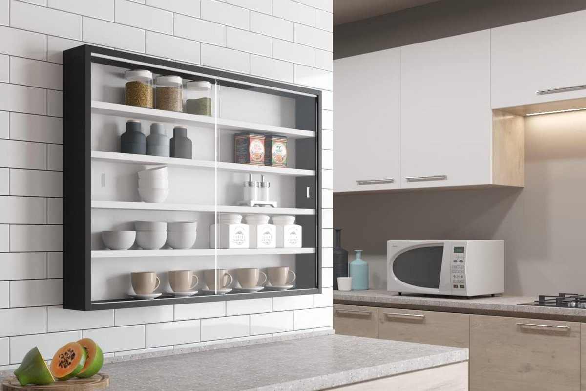 Vitrinekast met Glas - Vitrinekasten Woonkamer - (LxWxH) - Servieskast (9101120046556)