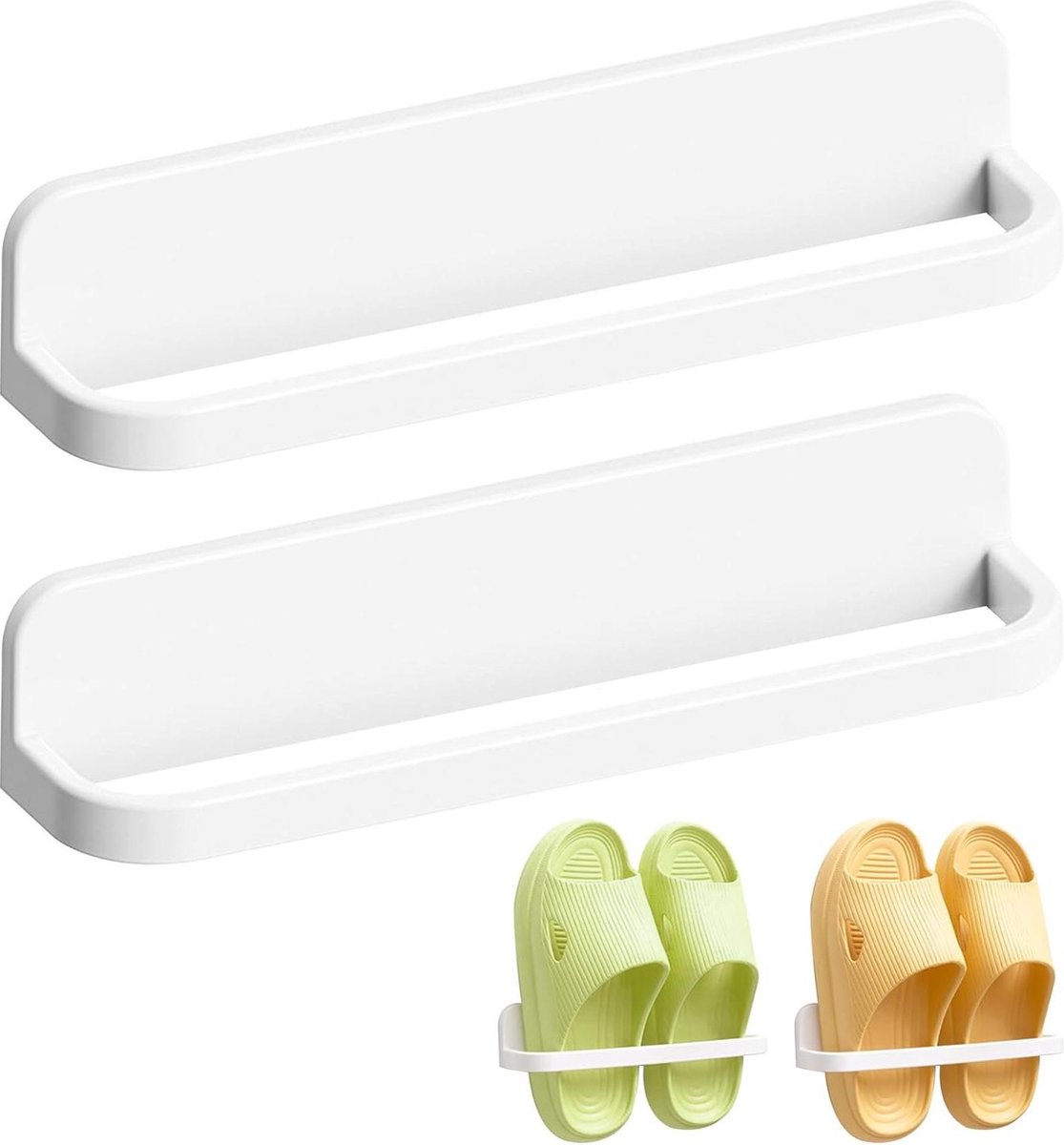 Wandgemonteerde Schoenenrek - Zonder Boren - Kunststof Schoenenopslag - Hangrek voor Deur Badkamer Hal en Keuken - 2 Stuks (6152325565598)