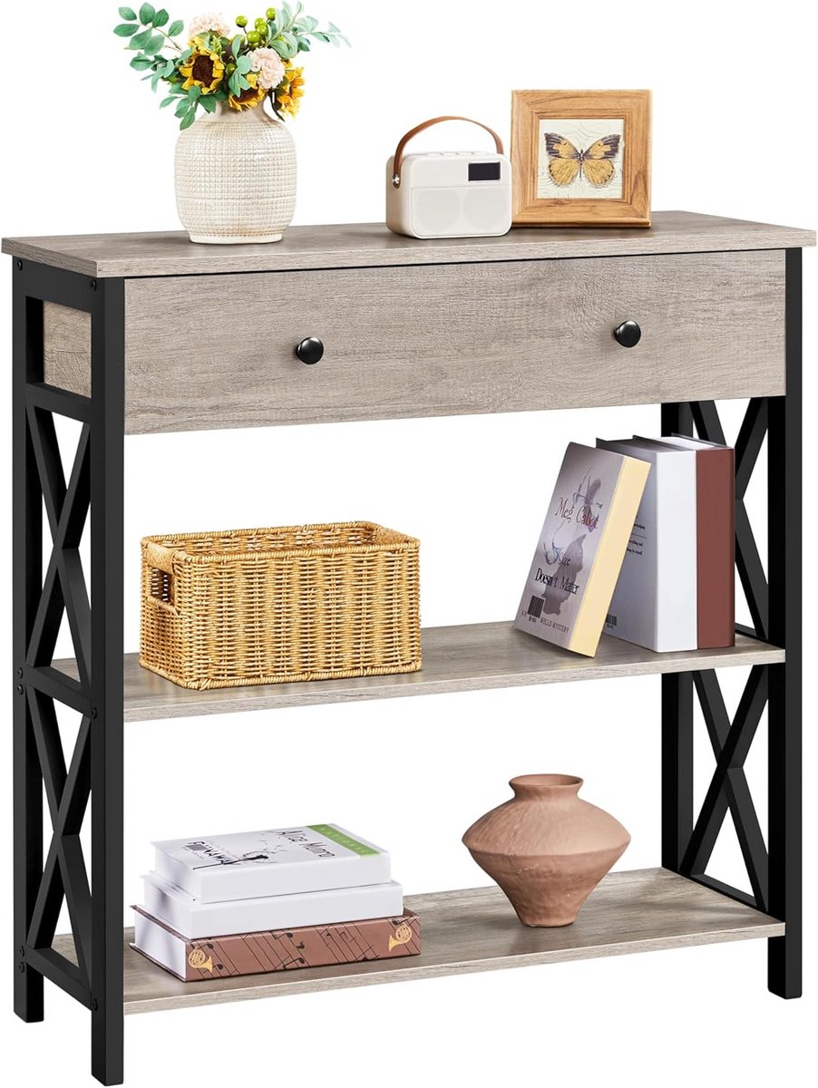 Wandtafel - Dressoir Kasten - Haltafel - Zwart - Industrieel - Opbergen (9101120096889)