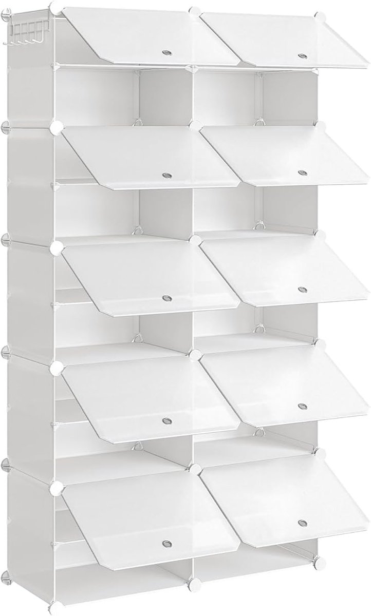 Witte schoenenorganizer - 10 kubussen met deuren voor 40 paar schoenen (5487571392485)